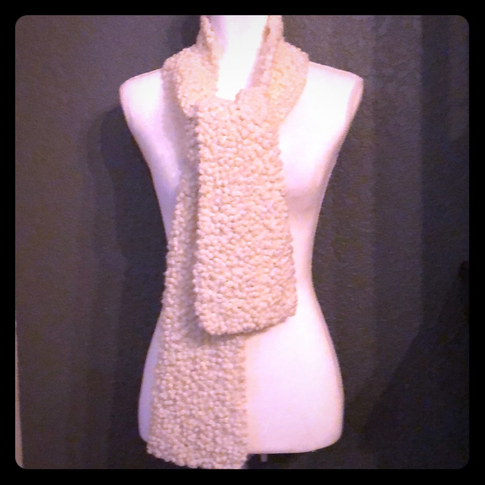 Cream Textured Sweater Scarf